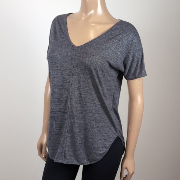 Banana Republic Gray Short Sleeve Relaxed Tshirt Silver Metallic Gray Vneck XS - Picture 4 of 10